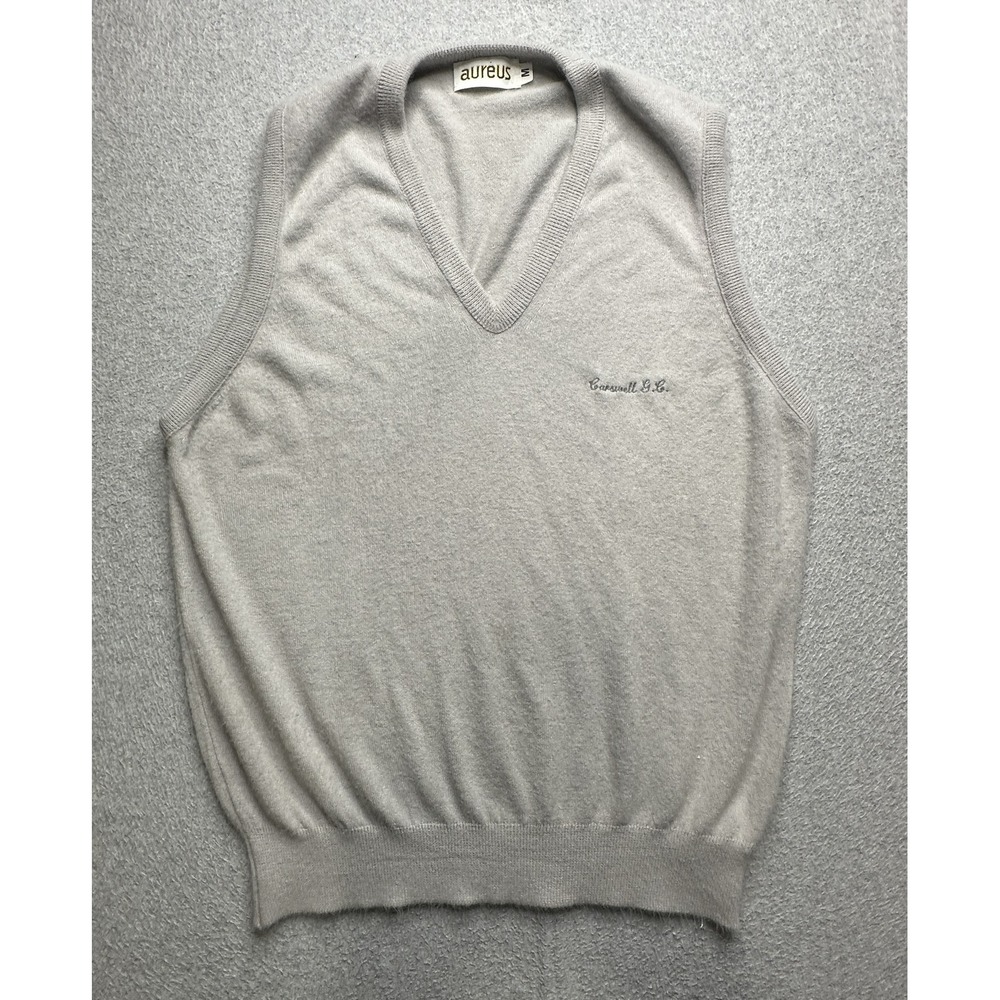 Vintage Aureus Sweater Mens Medium V Neck Vest‎ Orlon Acrylic Carswell USA 90s